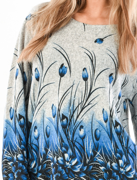 Bluza Dama Tulips Gri Albastru